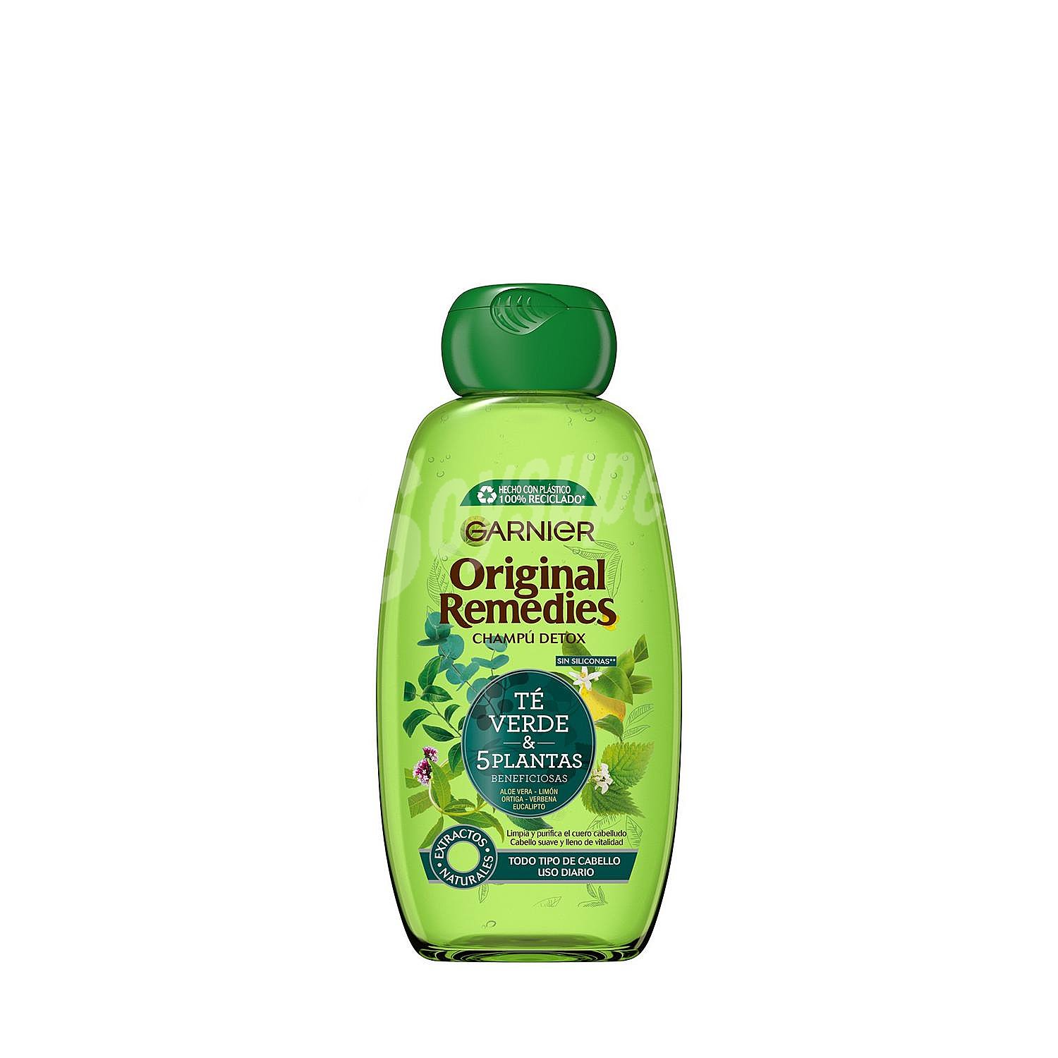 Champú té verde & 5 plantas para pelo normal Original Remedies Garnier