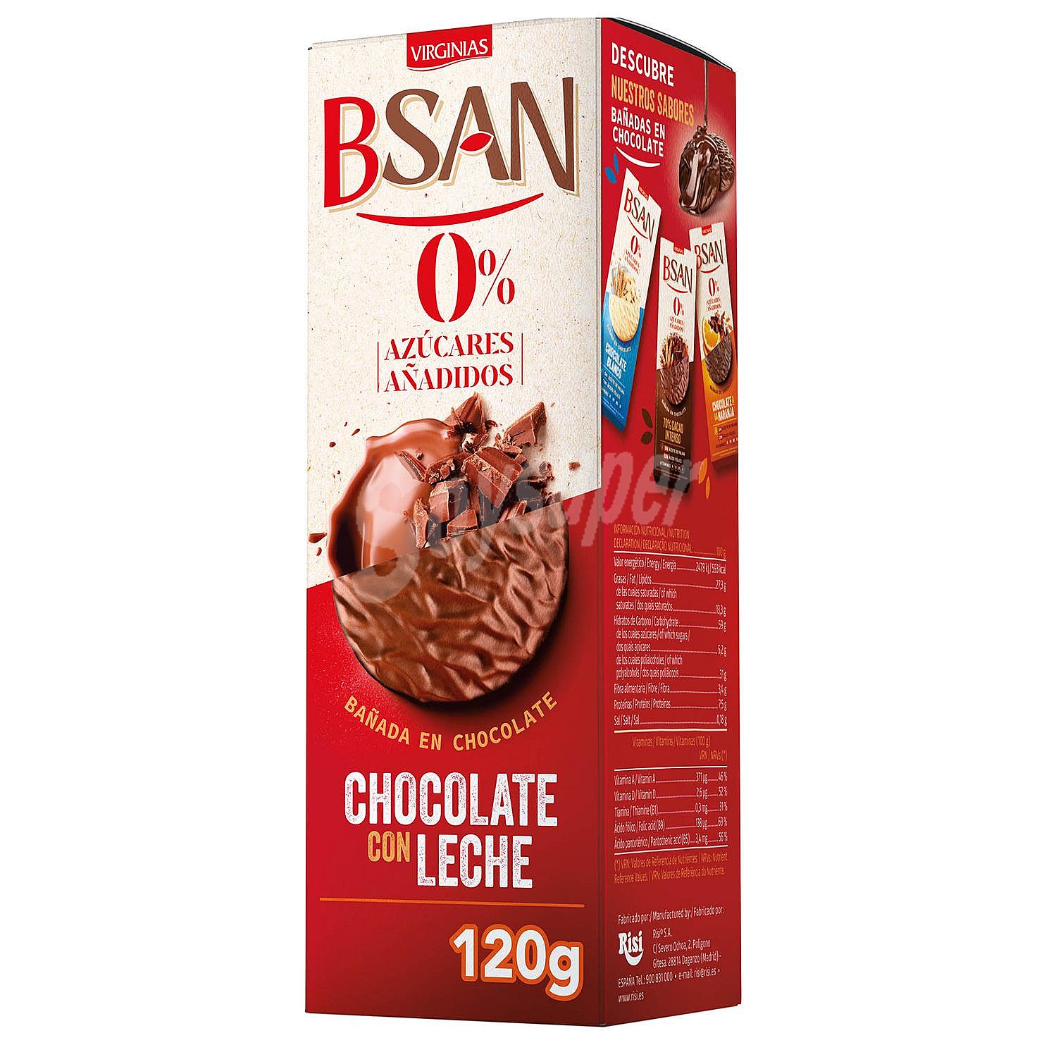 B-san galletas con chocolate con leche 0% azúcares añadidos bajas en sal y sin aceite de palma