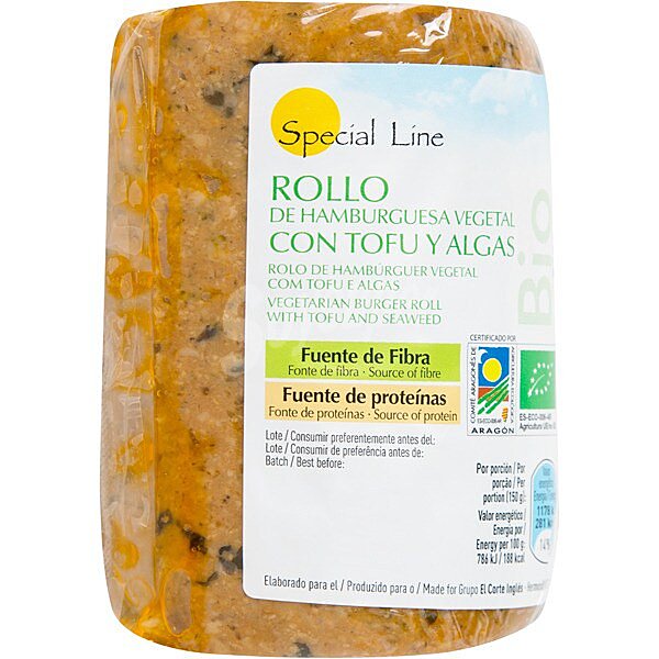 Rollo de hamburguesa vegetal con tofu y algas ecológico envase 750 g