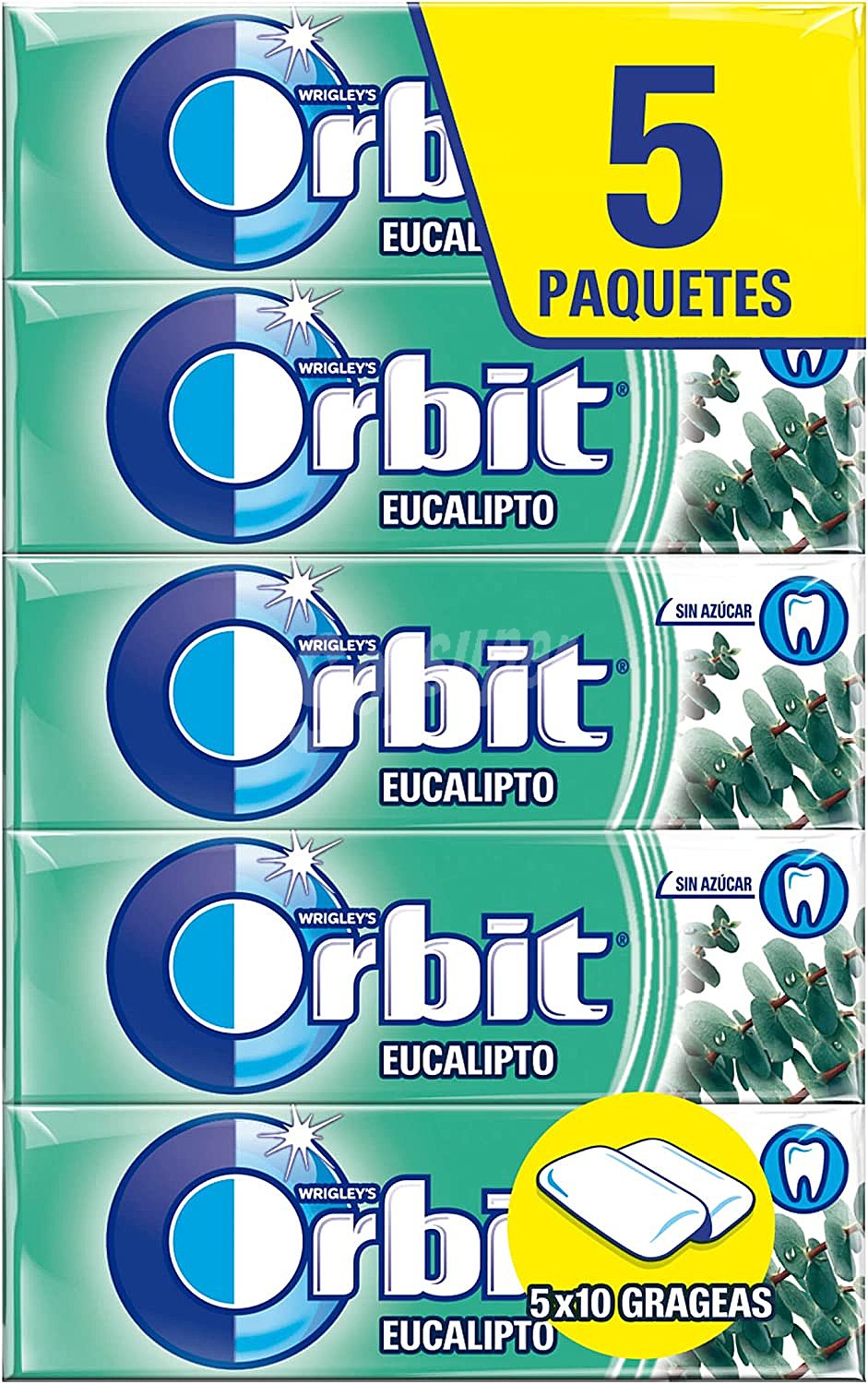 Chicles sabor eucalipto sin azúcar Orbit