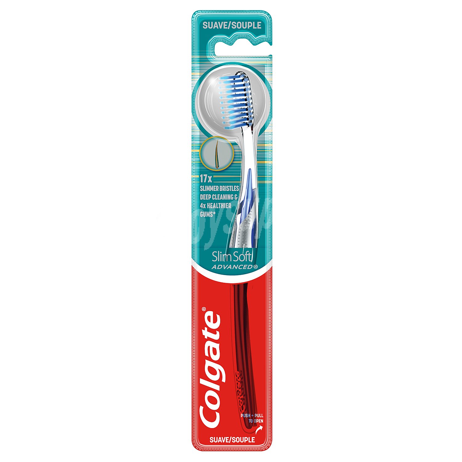 Cepillo de dientes suave filamentos con puntas de 0,01 mm de grosor slimsoft Colgate