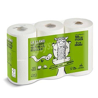 Papel higiénico compacto reciclado doble rollo La llama