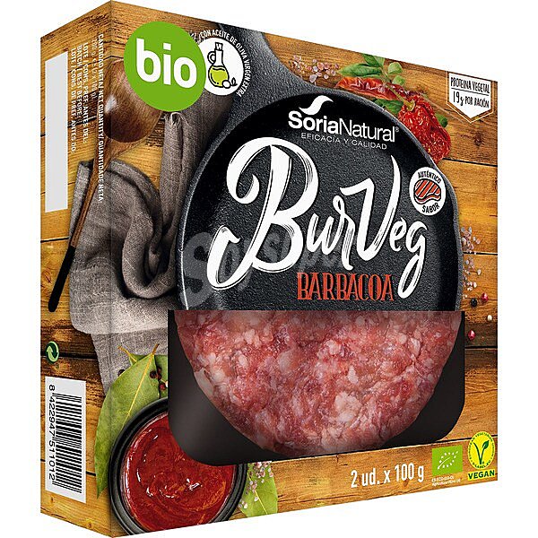 Burveg hamburguesa vegetal a la barbacoa ecológica con aceite de oliva virgen extra