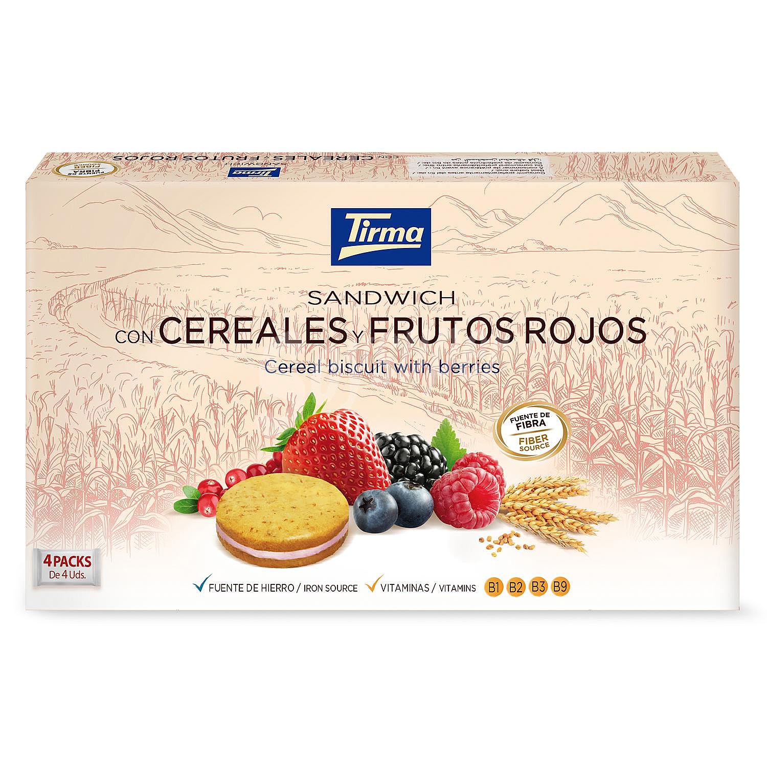 Galleta sándwich con cereales y frutos rojos Tirma