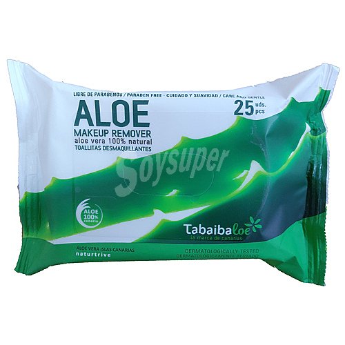 Tabaiba Toallitas desmaquillantes con aloe vera 100% canario tabaiba