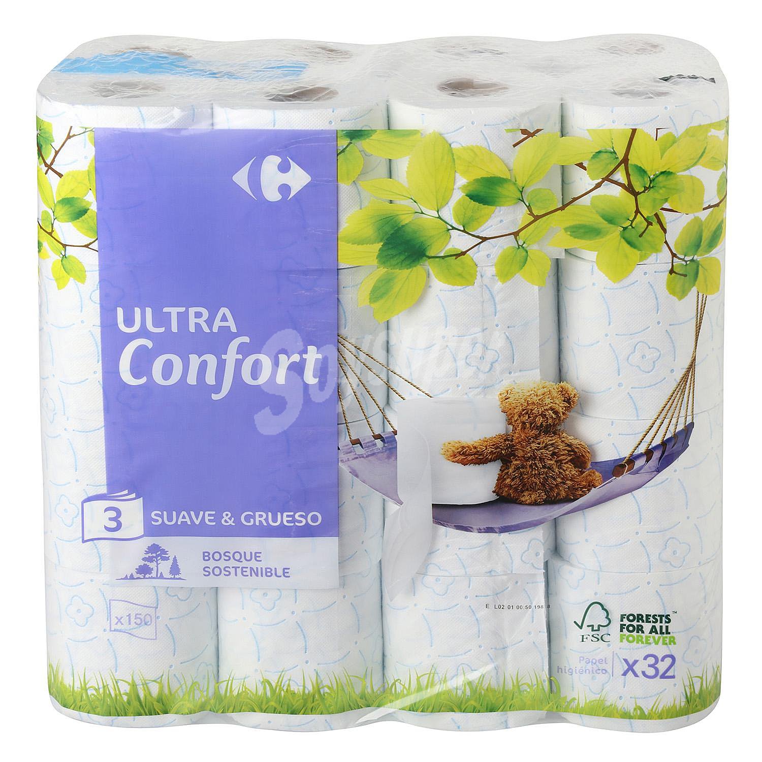 Papel higiénico 3 capas ultra confort Carrefour