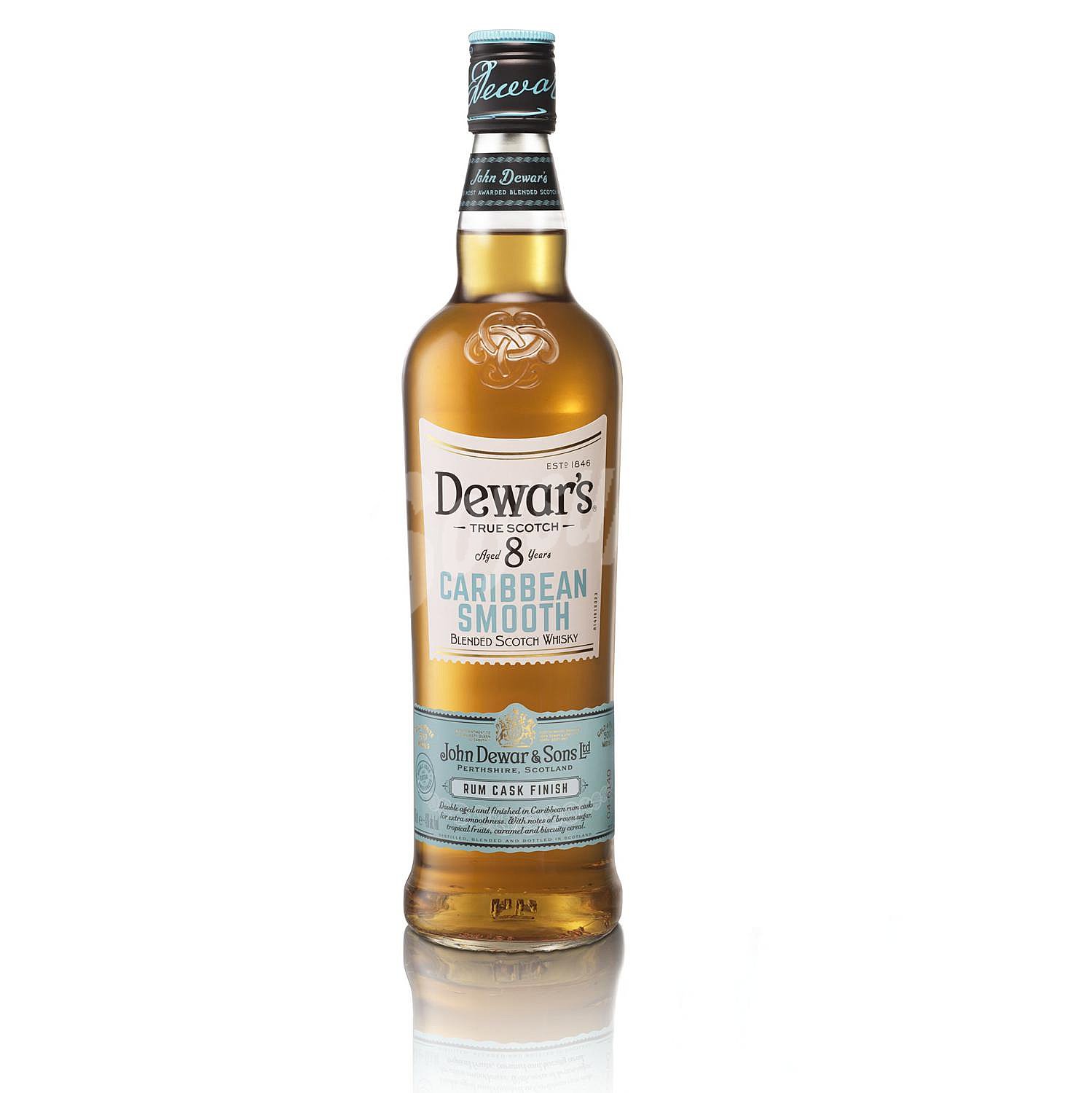 Whisky blended envejecido durante 8 años, destilado, mezclado y embotellado en Escoia caribbean smooth