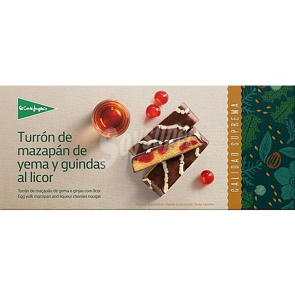 Turrón de mazapán de yema y guindas al licor Sin Gluten Calidad Suprema selection