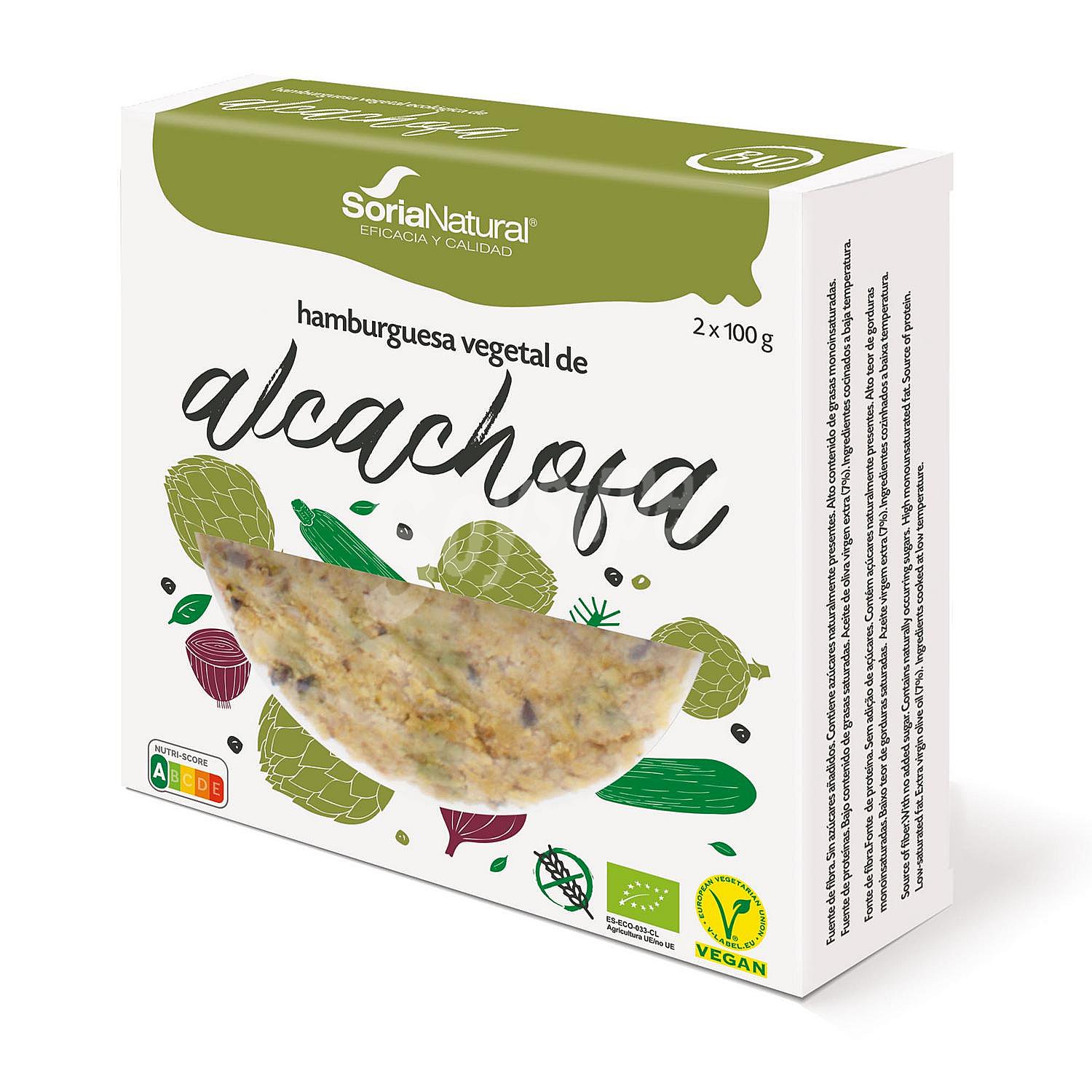 Hamburguesa vegetal de alcachofa ecológica Soria Natural sin gluten