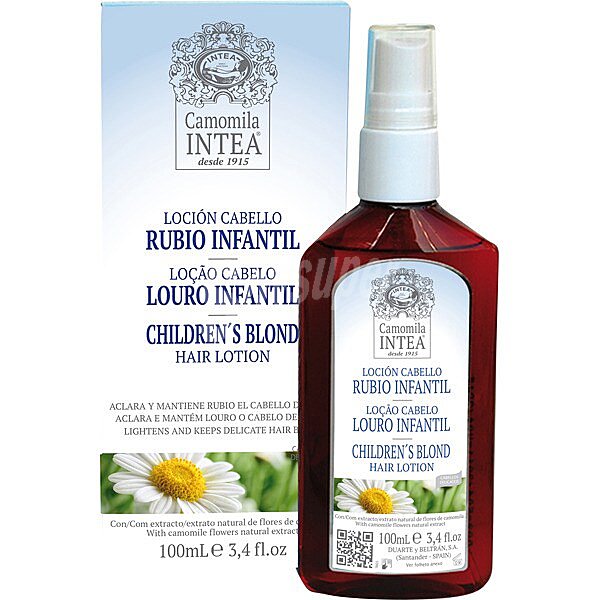 Loción para cabello rubio infantil con extracto natural de flores de camomila frasco 100 ml