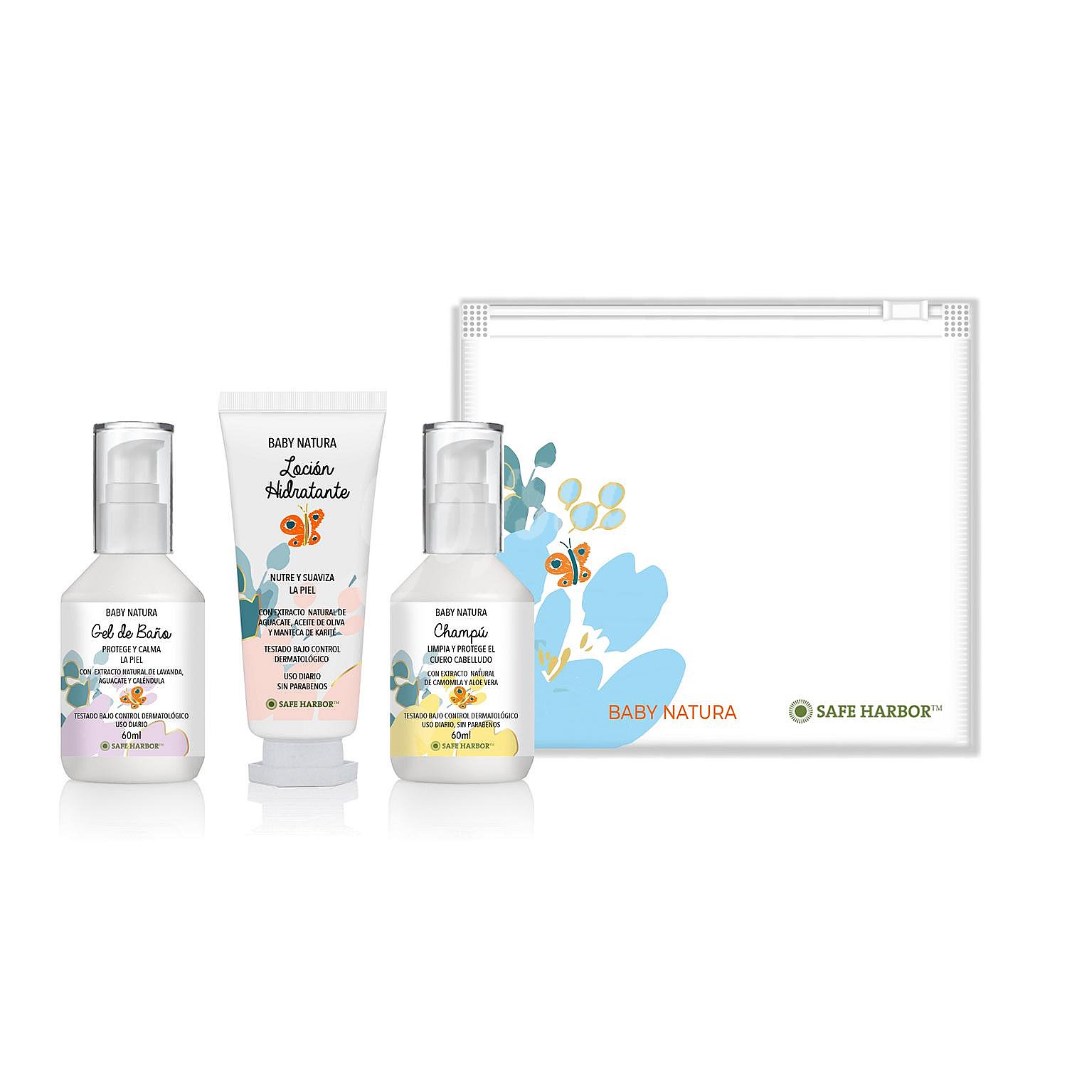 Neceser multiproducto Baby Safe Harbor: gel de ducha + champú 60 ml y loción hidratante 30 G