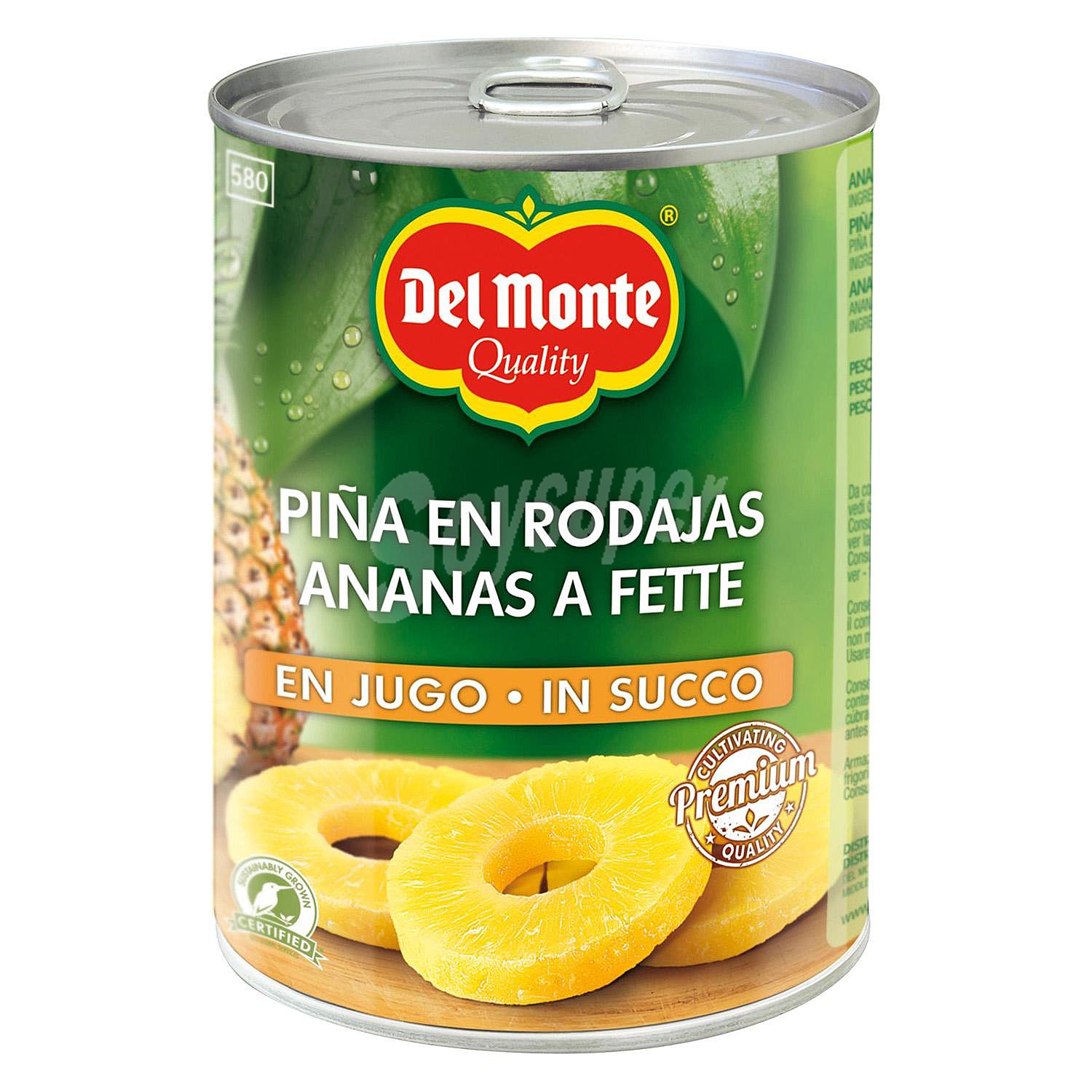 Piña en su jugo en rodajas