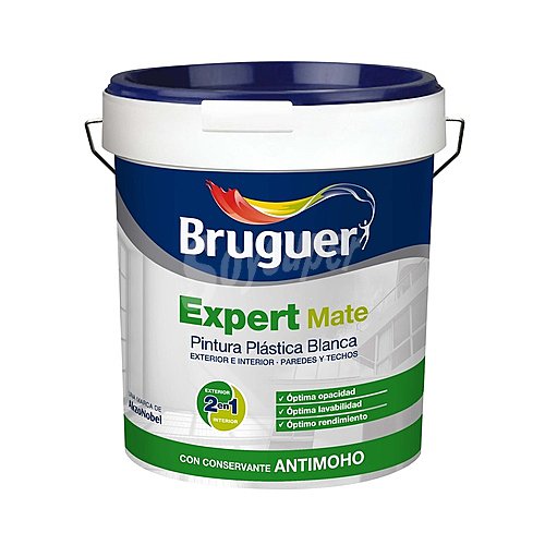 Pintura plástica interior-exterior, blanco mate, bruguer Expert