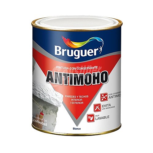 de pintura antimoho para uso interior o exterior, de color blanco bruguer