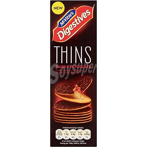 Digestives Thins galletas finas con chocolate negro