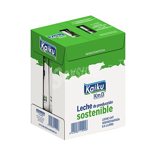 Kaiku Leche semidesnatada de vaca de producción sostenible kaiku Km. 0