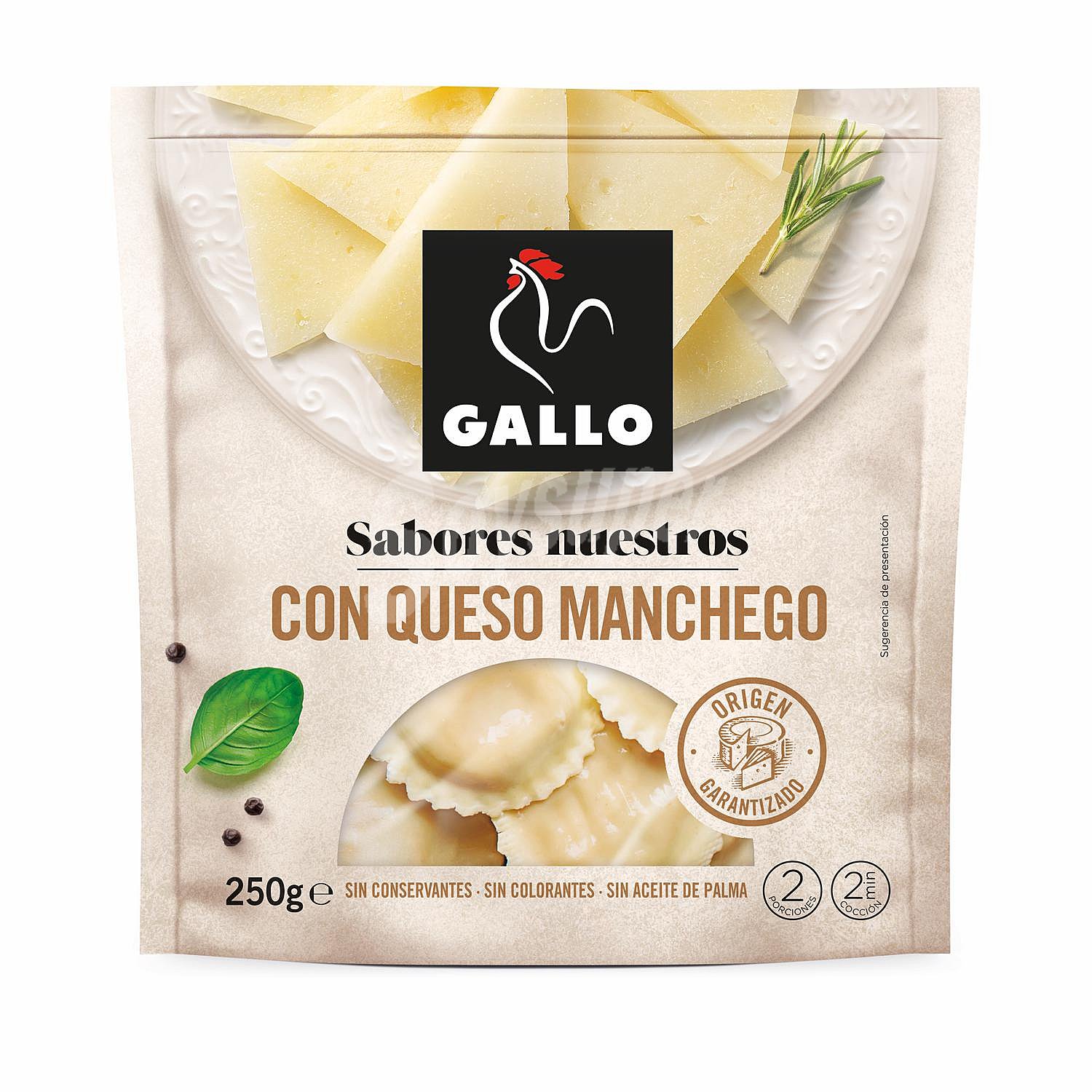 Pasta fresca soles con queso manchego Sabores Nuestros Gallo sin aceite