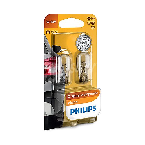 Lote de 2 bombillas W16W para automóvil, 12V, philips