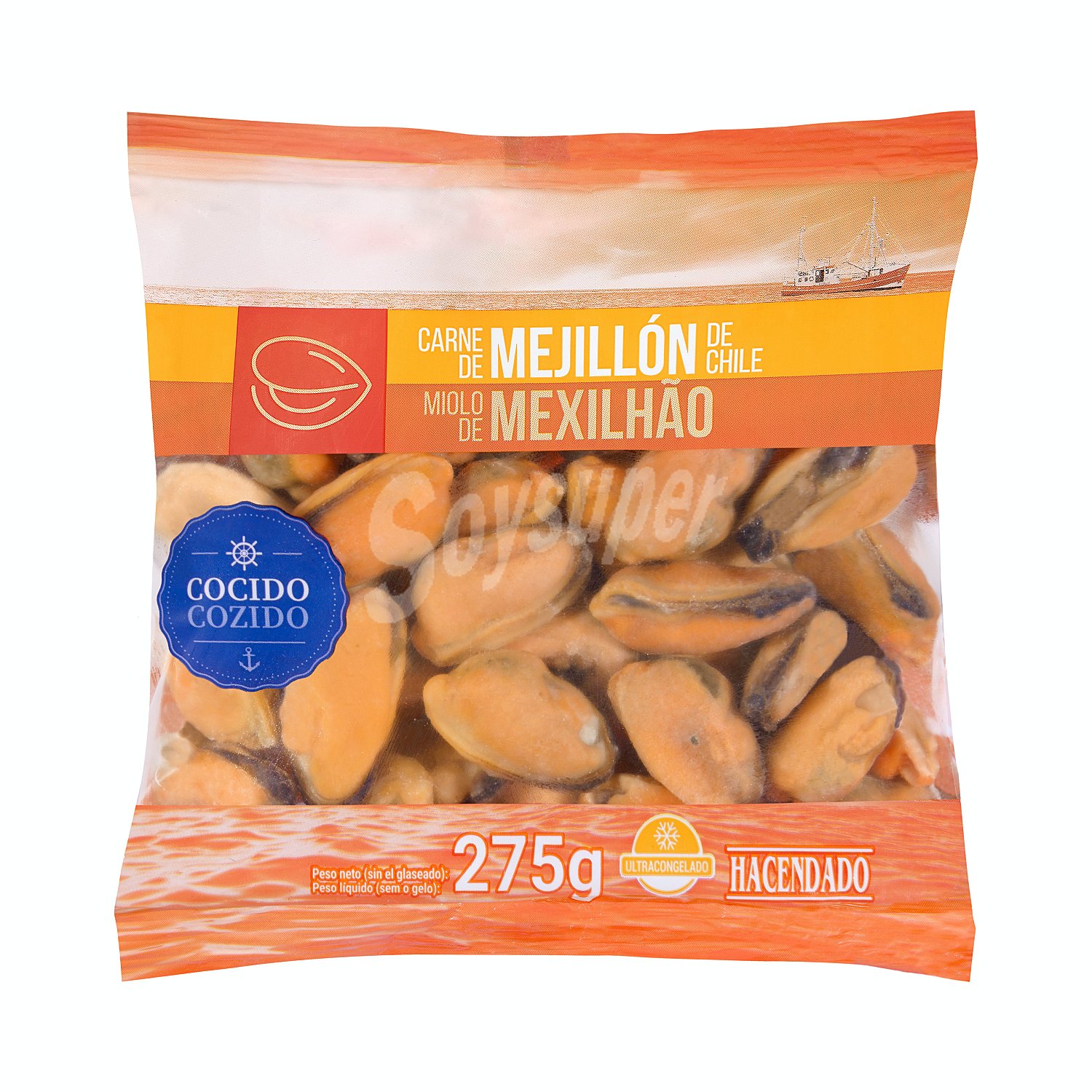 Mejillon congelado cocido (sin concha)