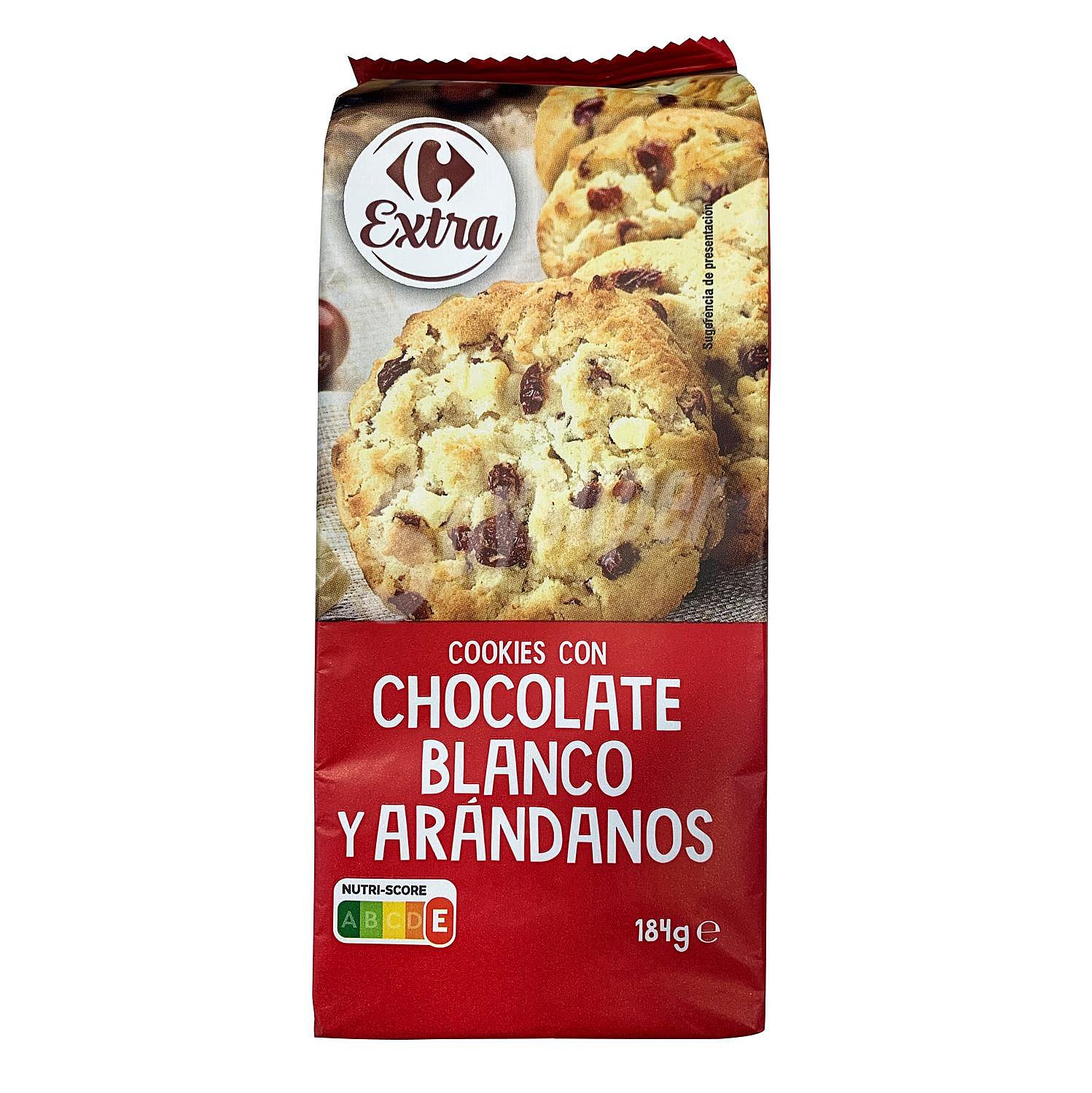 Galletas cookies con chocolate blanco y arándanos Carrefour Extra