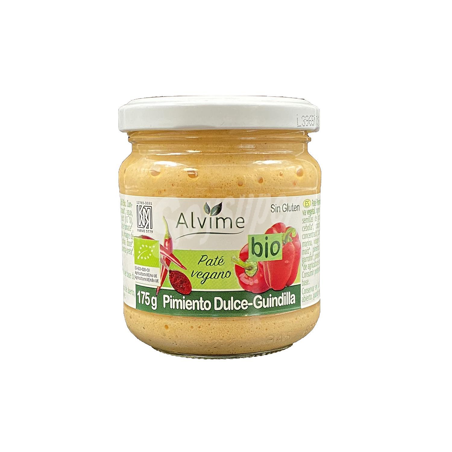 Paté vegetal de pimiento dulce y guindilla ecológico Alvime sin gluten