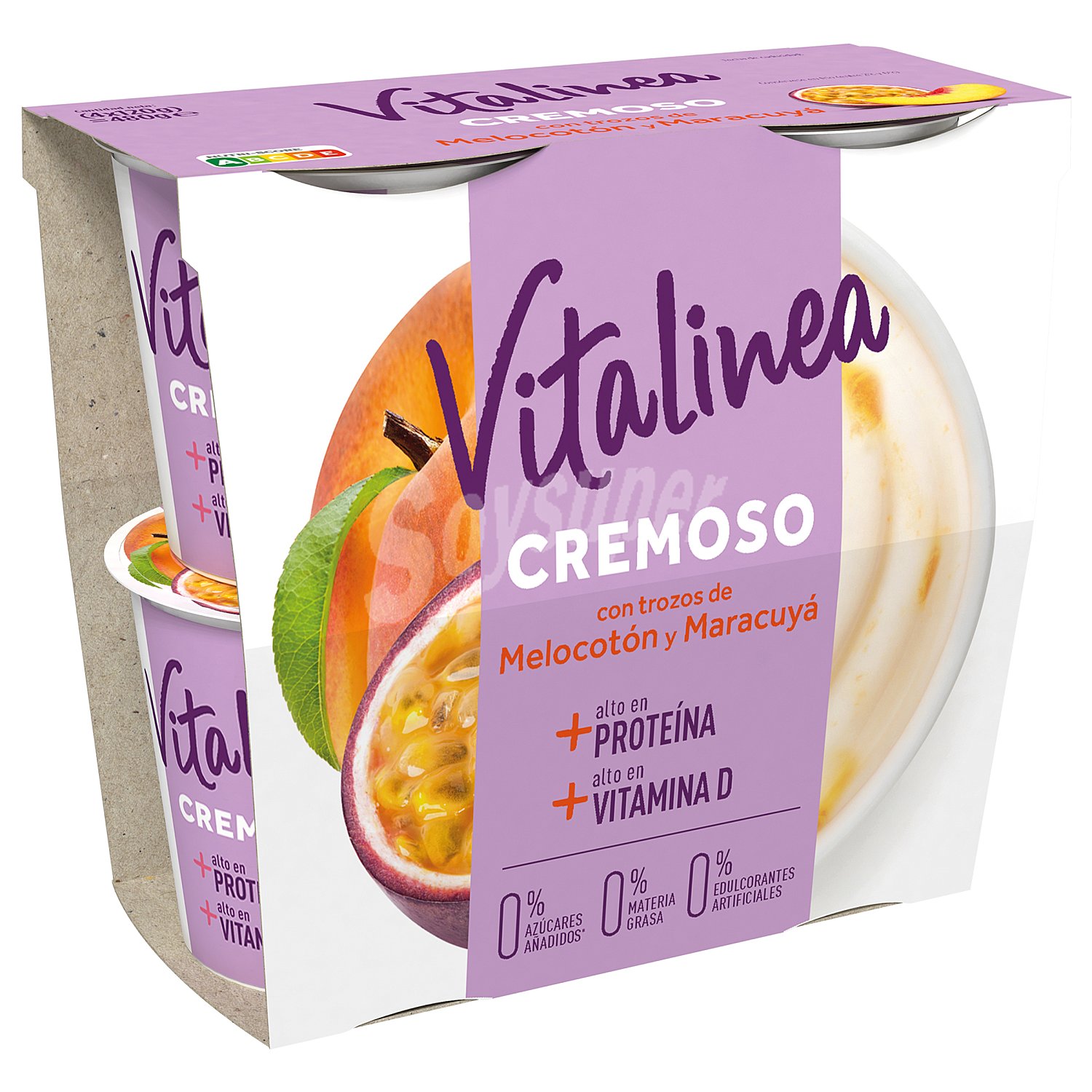 Cremoso yogur desnatado con trozos de melocotón pack 4 unidades 115 G