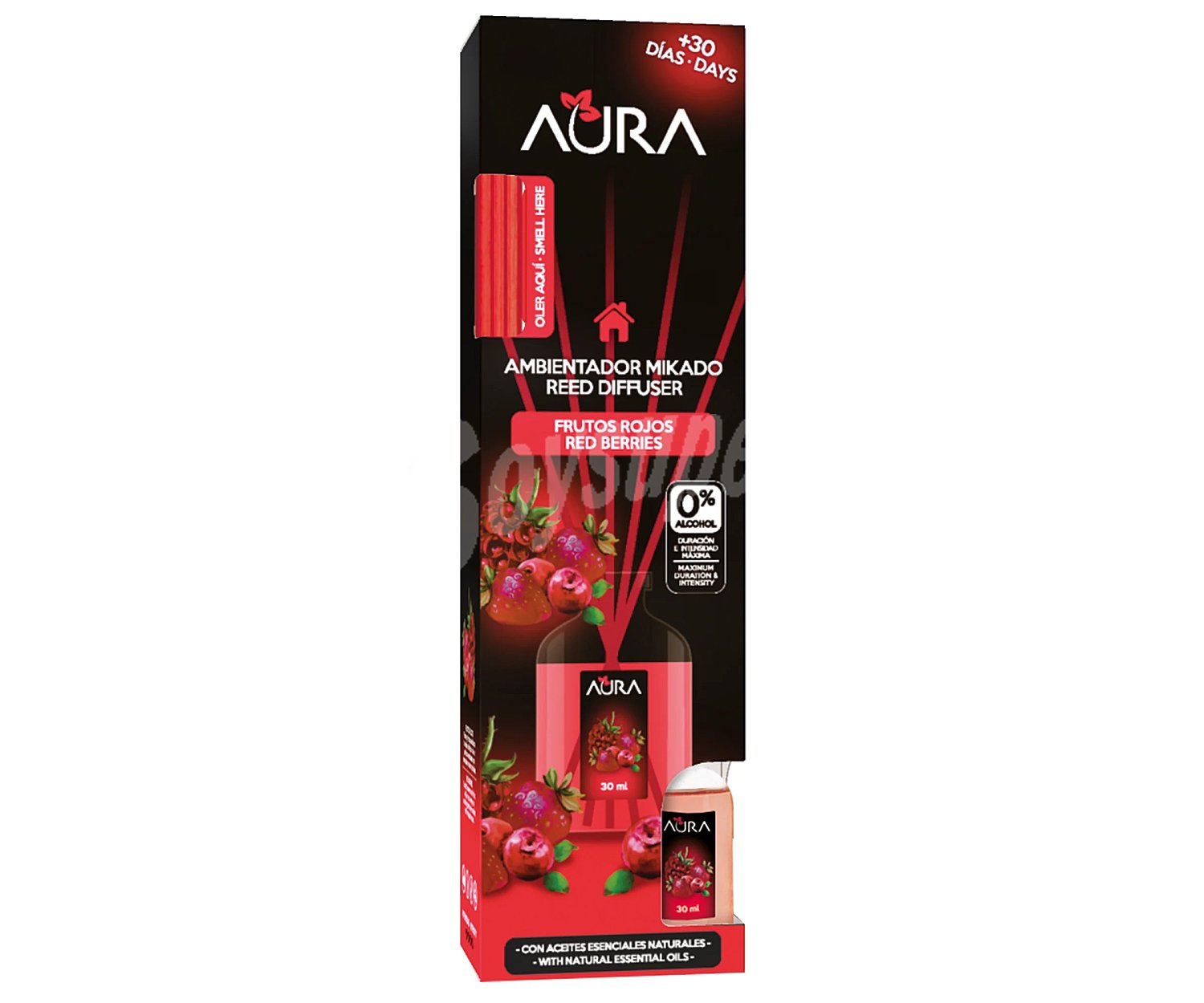 Aura Ambientador de varillas con aroma a frutos rojos cristalinas