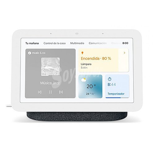 Altavoz inteligente google Nest Hub carbón (2º Generación), pantalla táctil de 7, control por voz, Wi-Fi, Bluetooth 5.0, Chromecast integrado