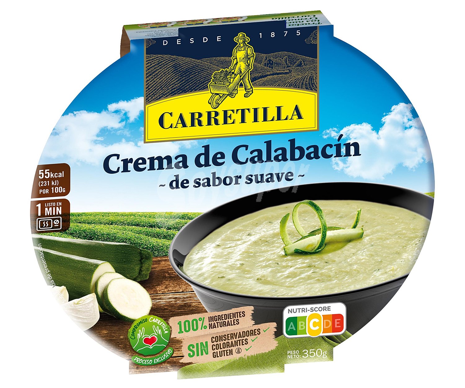 Carretilla Crema campestre de calabacín, sólo ingredientes naturales carretilla