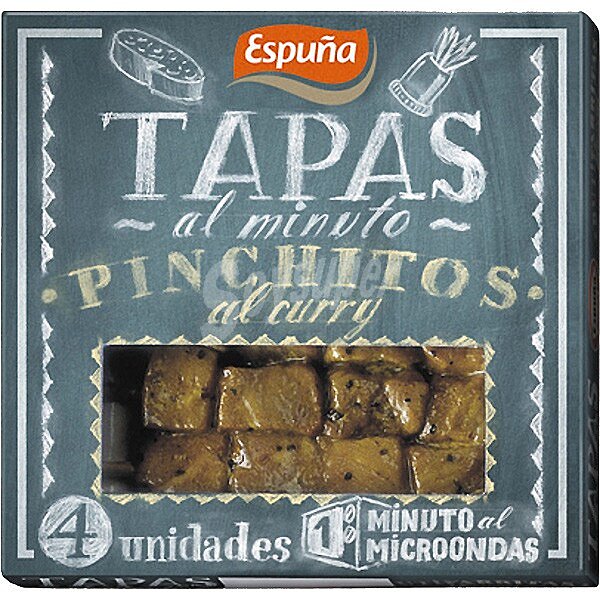 Tapas al Minuto pinchitos con carne de cerdo al curry 4 unidades envase 80 g