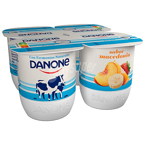 Danone Yogur con sabor a macedonia, elaborado con fermentos naturales danone