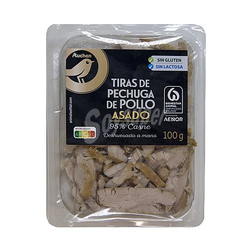 Alcampo gourmet Tiras de pechuga de pollo asado ideales para ensaladas, arroces y pizzas alcampo gourmet