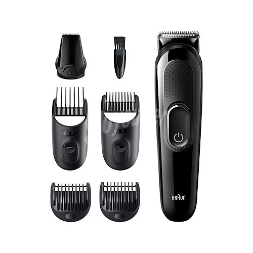 Set de arreglo personal 6 en 1 braun Multigroomer MGK3325, cara, barba y cabello, sin cable, 5 accesorios, 13 longitudes, autonomía 50min