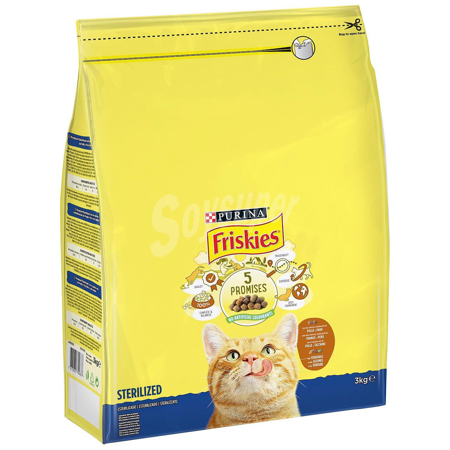 Friskies Pienso para gatos esterilizado a base de pavo y verduras friskies