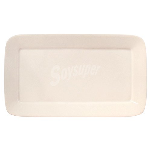 Fuente rectangular de porcelana color blanco, 25,9 centímetros de largo quid