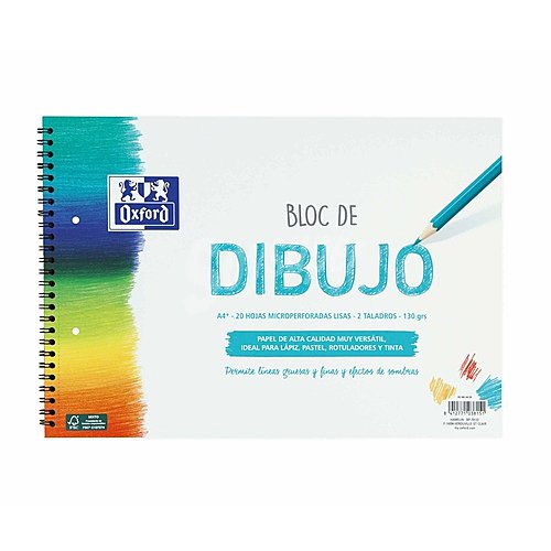 Bloc de dibujo escolar formato A4+ papel 130 gr. oxford.