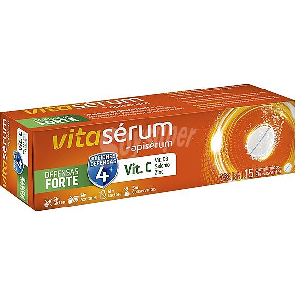 Defensas Forte Vitamina C (600 mg) D3 Selenio y Zinc 15 comprimidos efervescentes