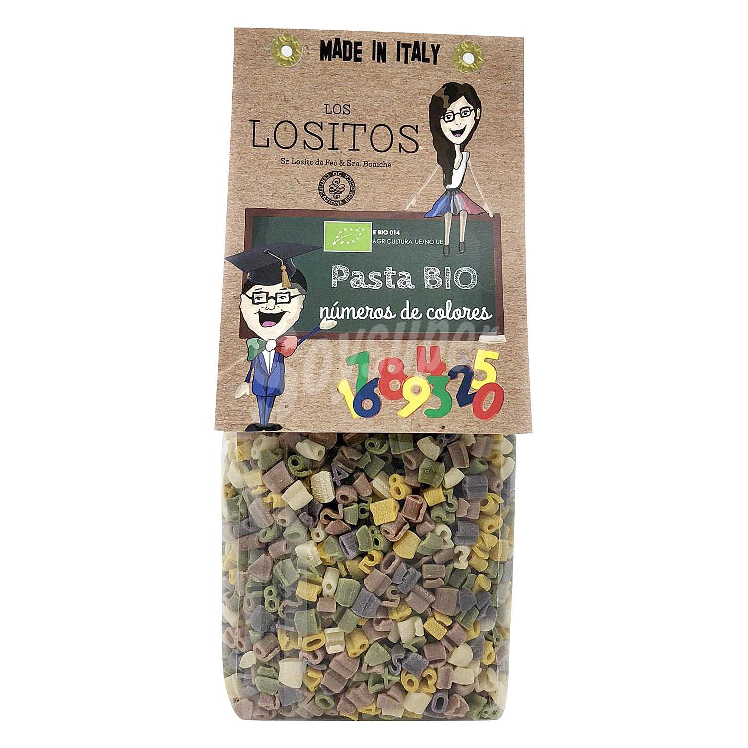 Pasta infantil números de colores ecológica