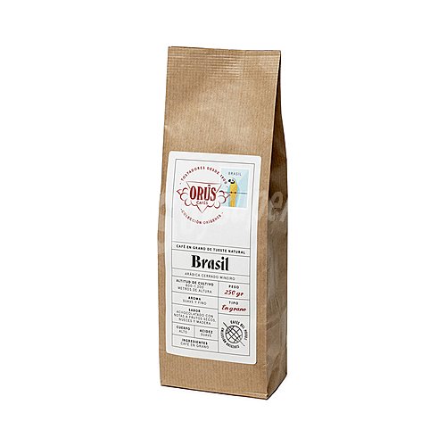 Orús Café en grano de tueste natural, origen Brasil orús