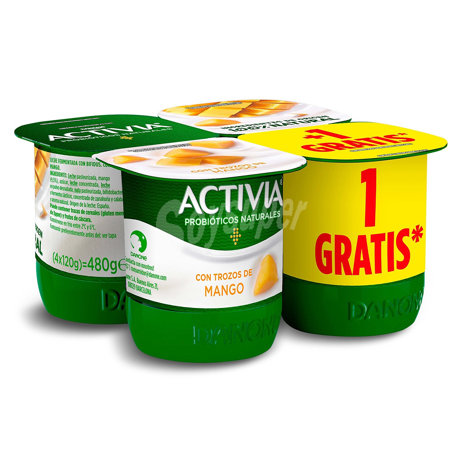 Bífidus con trocitos jugosos de mango activia de Danone