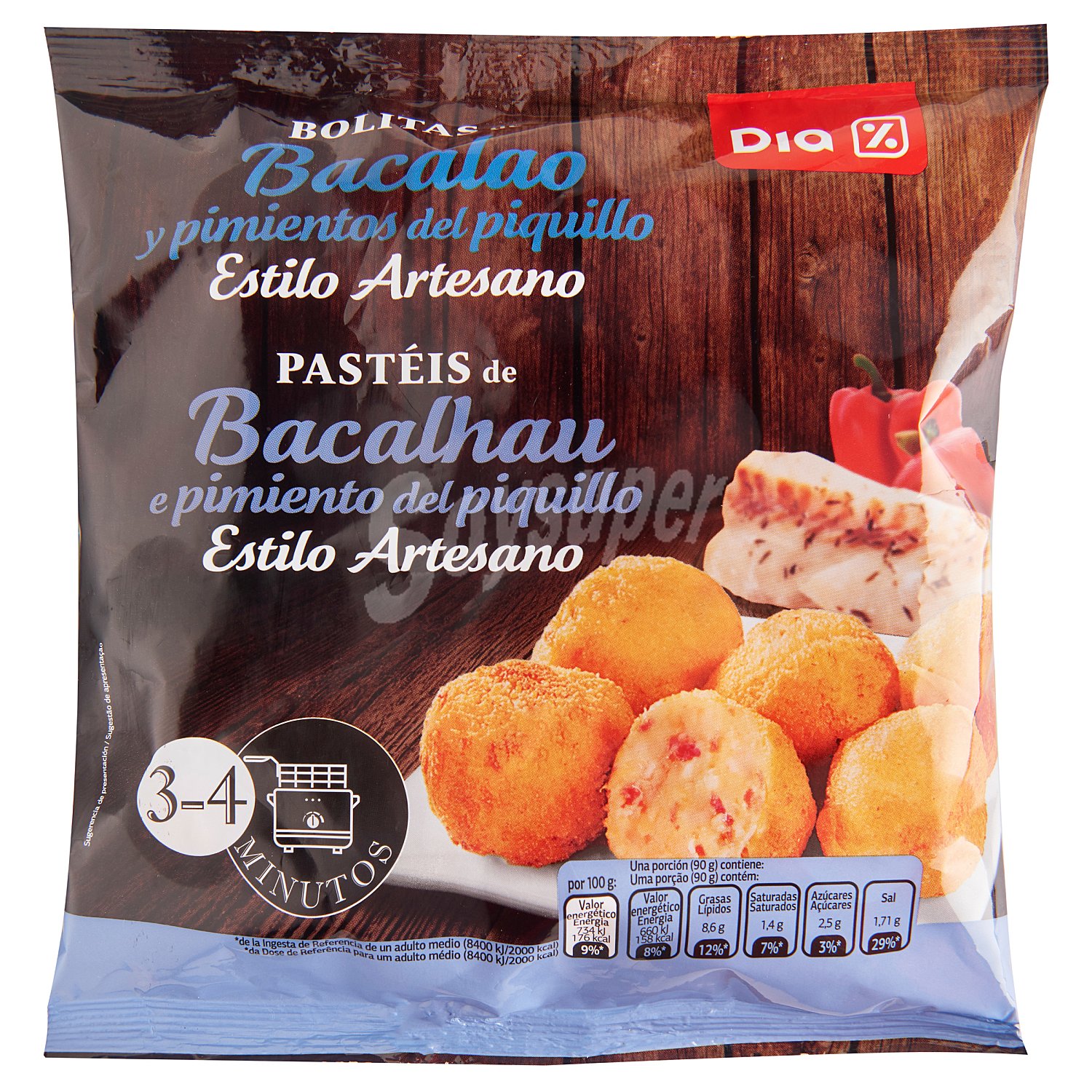 Croquetas de bacalao con pimientos del piquillo bolsa 400 gr