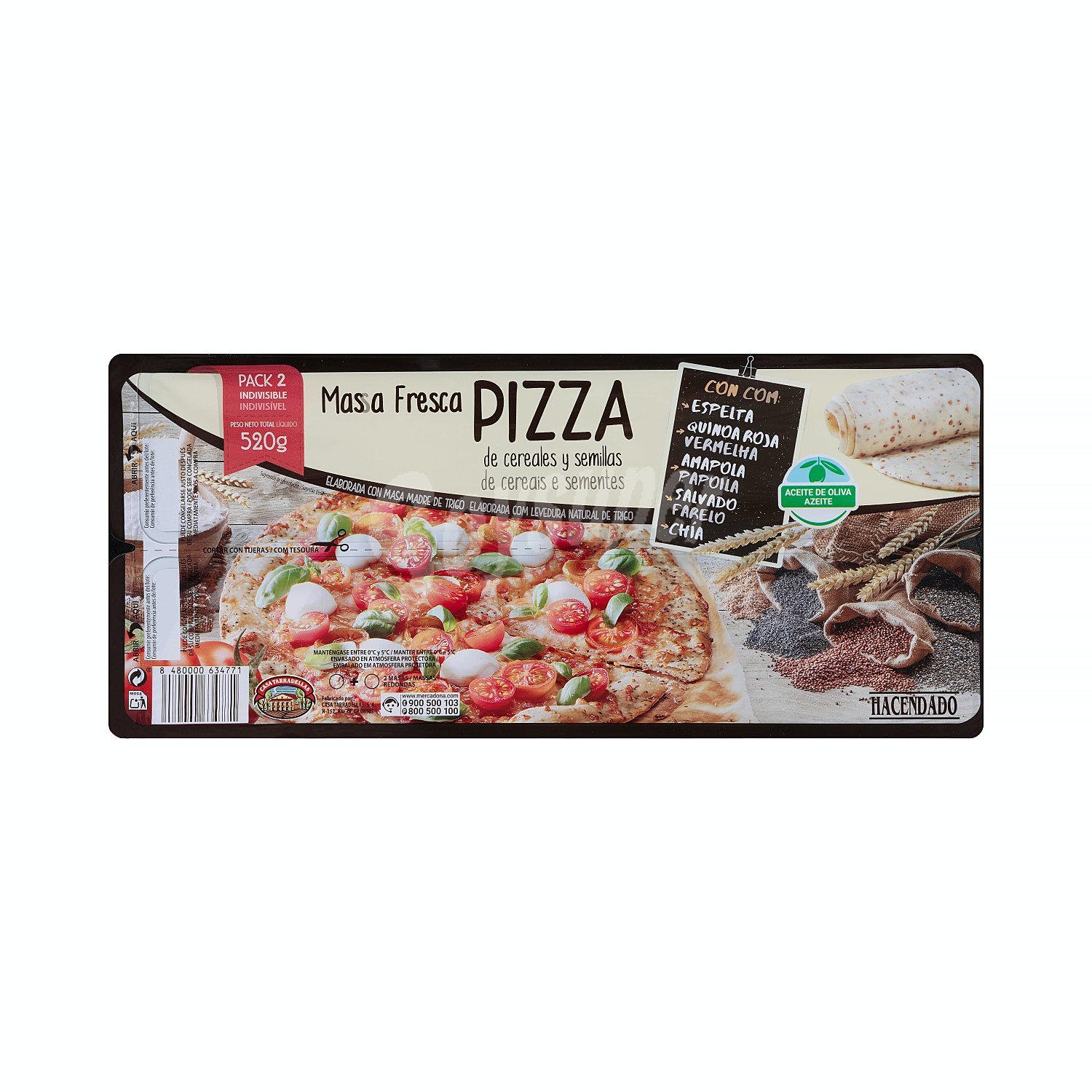 Masa fresca pizza de cereales y semillas