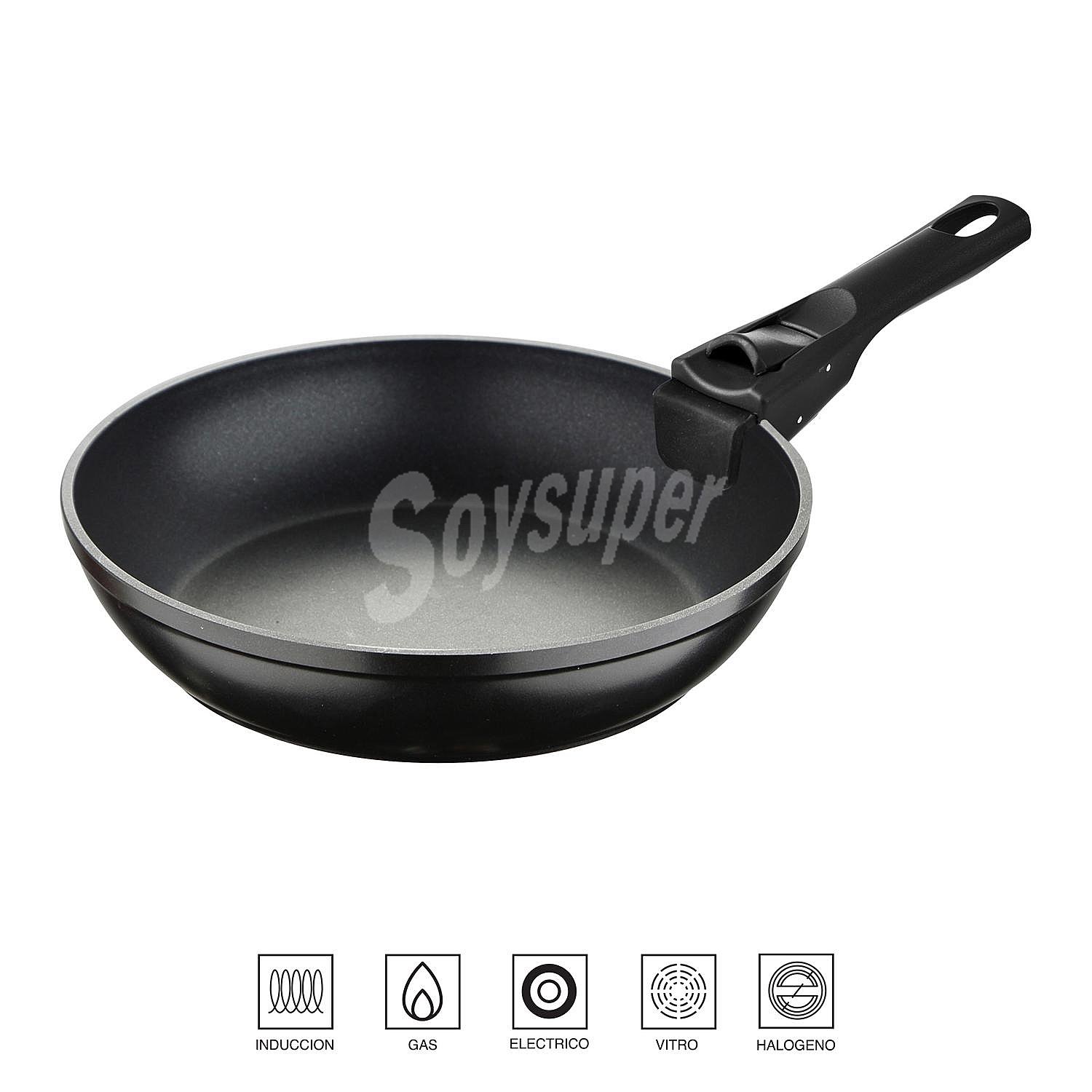 Set 3 Sartenes Aluminio Forjado Mango Desmontable 18,20,24 cm - Negro