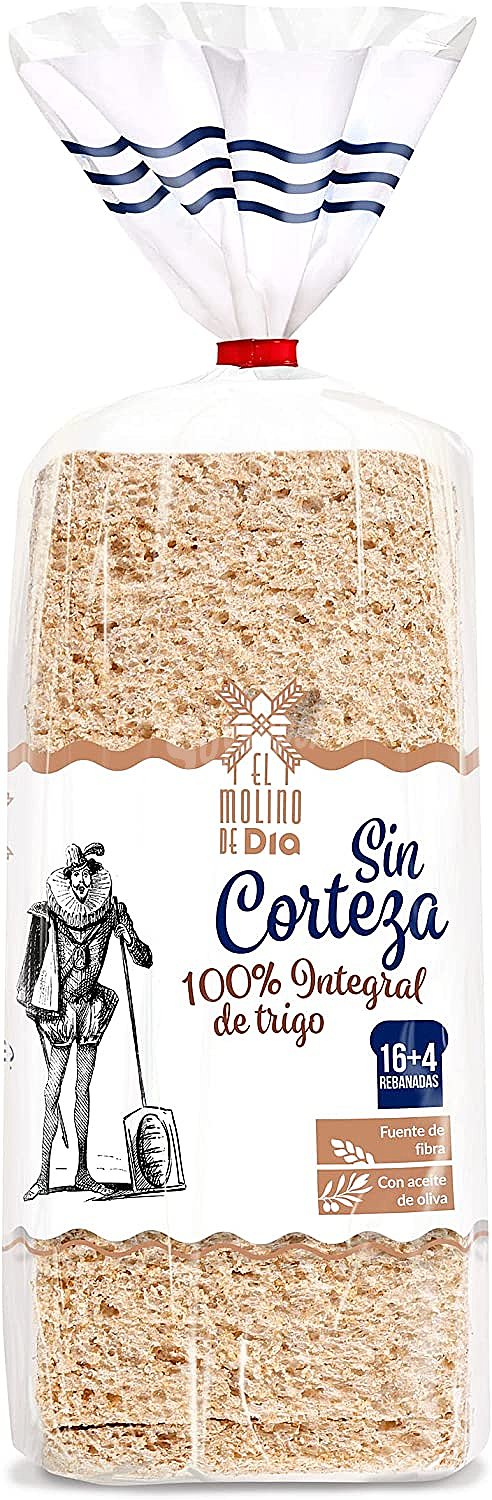 Pan de molde 100% integral sin corteza El molino de Dia