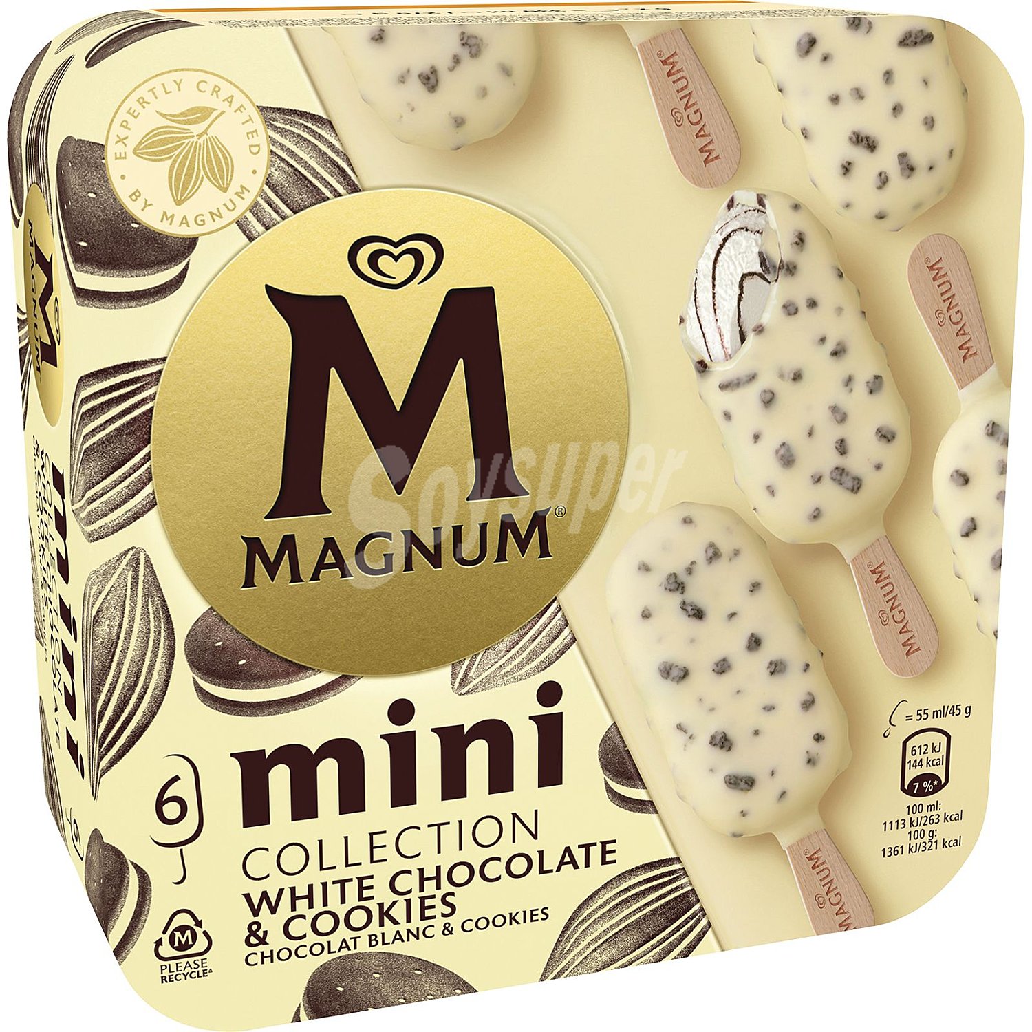 Mini bombón helado con chocolate blanco y galleta Collection Magnum