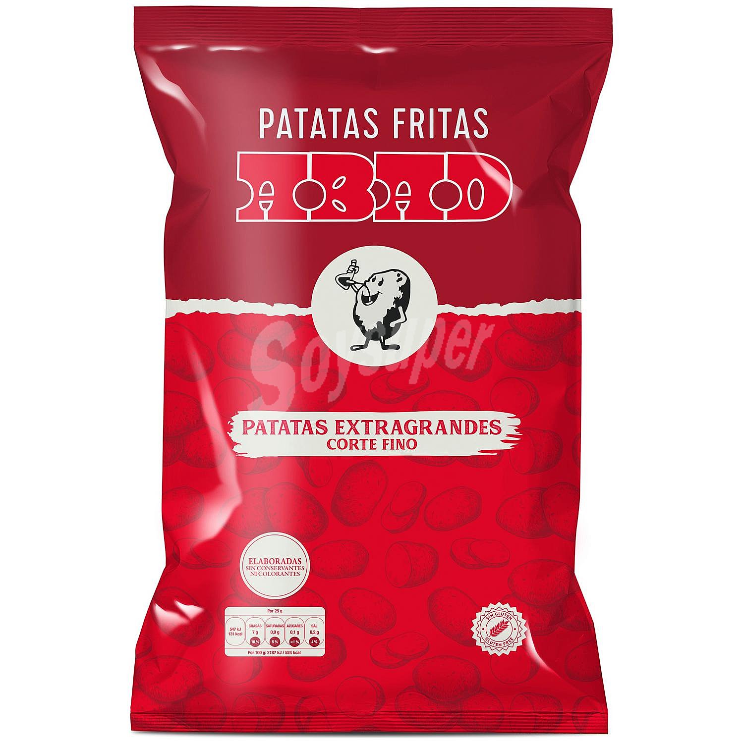 Patatas fritas lisas sin gluten y sin lactosa