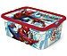 Caja infantil para ordenación con diseño de Spiderman y tapa cierre click, 23 litros, disney.