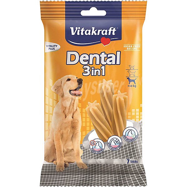 Dental 3in1 sticks para el control de placa en perros de más de 10 kg 7 unidades