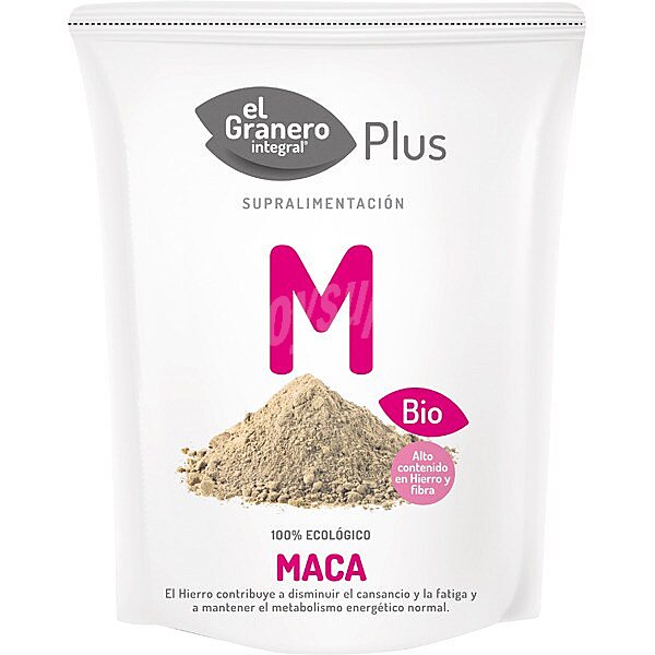 Bio Plus maca en polvo ecologica fuente de hierro reduce el cansancio y la fatiga bolsa 200 g