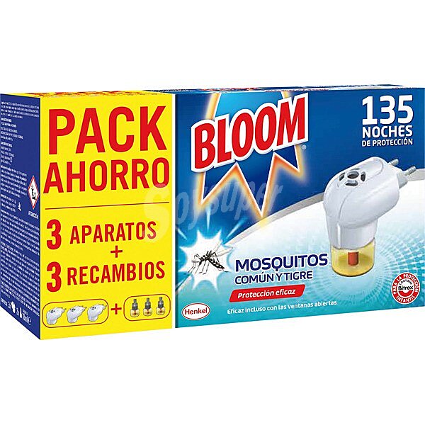 Insecticida volador eléctrico antimosquitos común y tigre pack 3 aparatos + 3 recambios